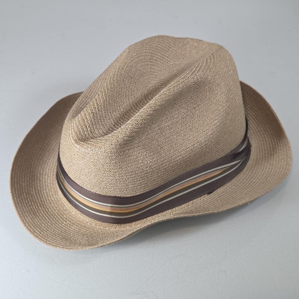 Vintage Leone Cappelli Abaca Milan Straw Fedora Hat 7 3/8 - READ